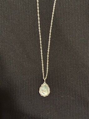 Kendra Scott Silver Teardrop Moonstone Pendant Necklace - Iridescent White